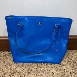 Bright blue coach purse